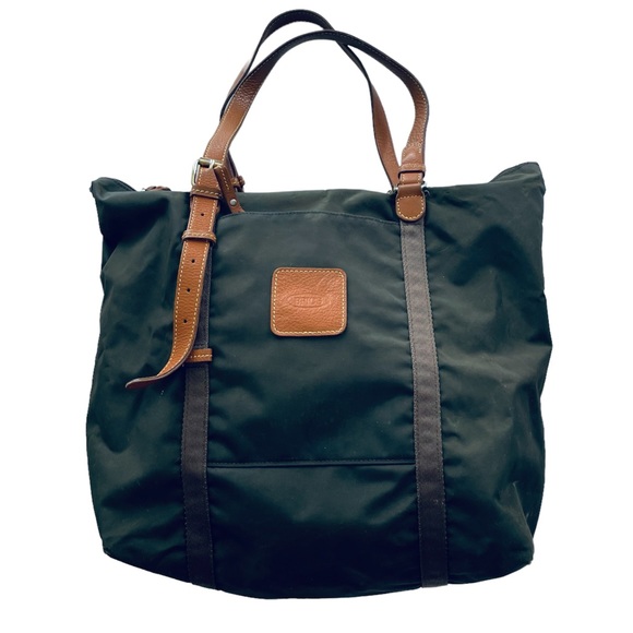 Bric's Handbags - Bric’s Milano Zip Top Green Nylon & Leather Tote Bag with interior snap on pouch